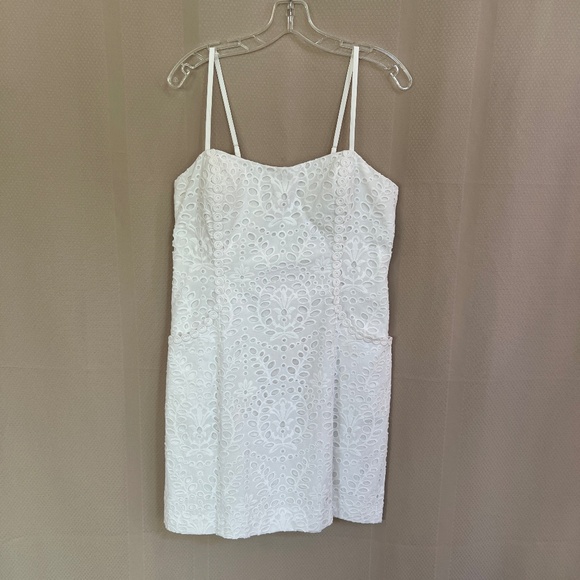 Lilly Pulitzer Shelli Resort White Petal Eyelet Shift Tie Back Dress Sz14 NWT - Picture 2 of 15